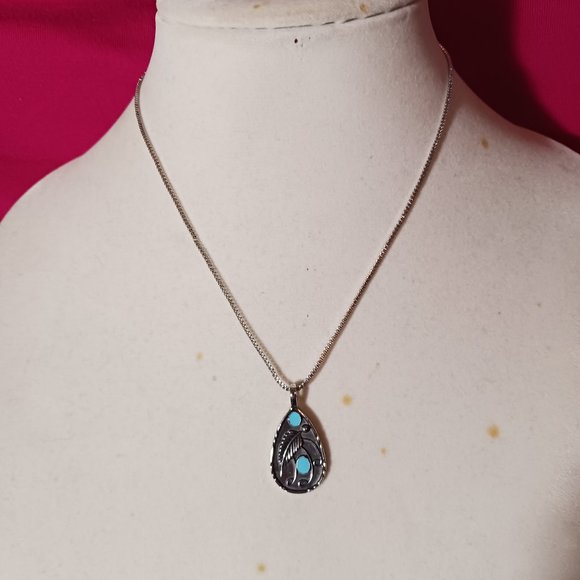 Bohemian Retro Feather Teardrop Leaf Pendant Necklace NWOT - Picture 3 of 12